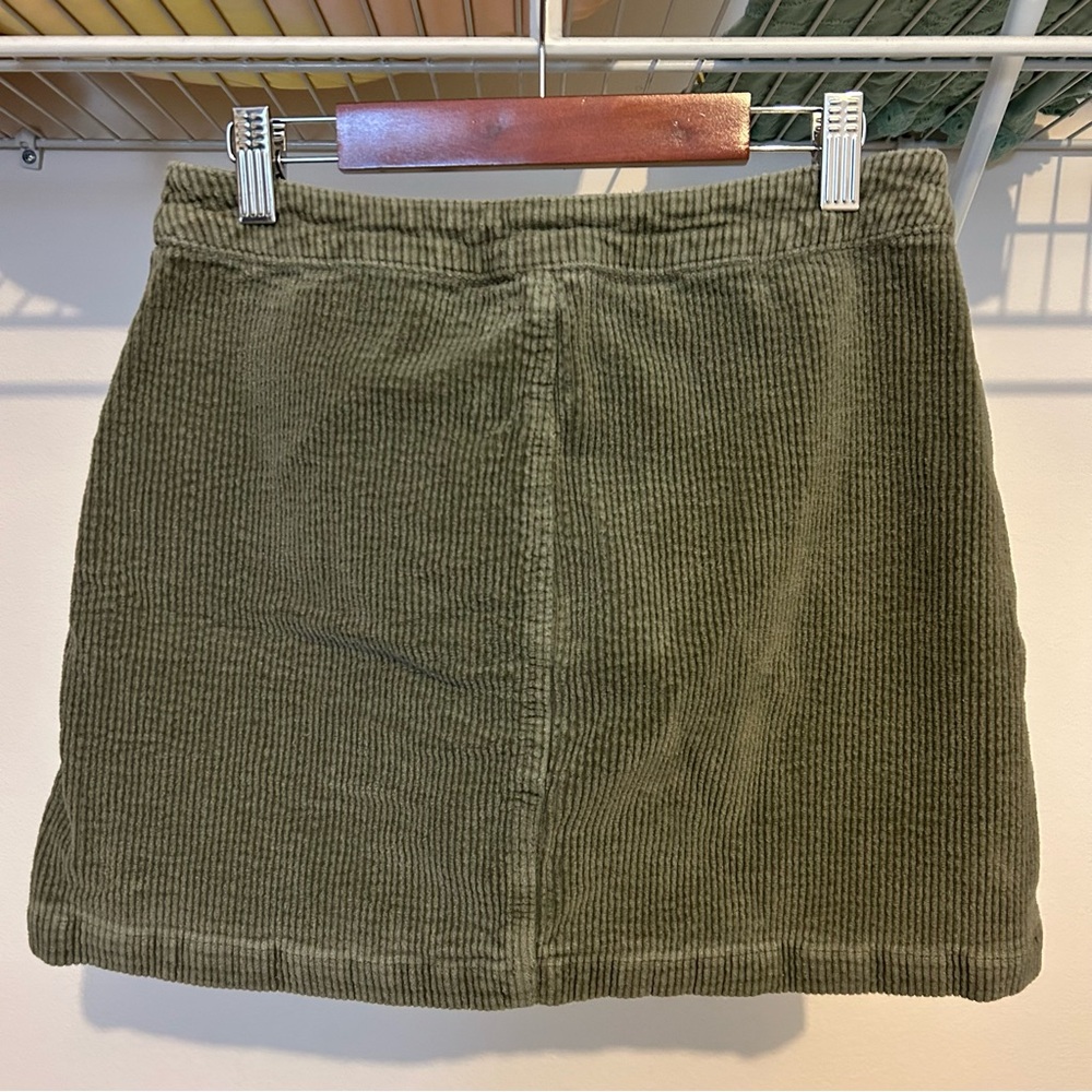 Olive Corduroy Button-Front Skirt - Picture 2 of 4